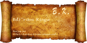 Bárdos Kinga névjegykártya